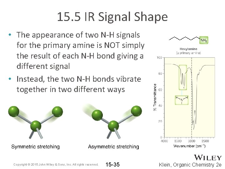 15. 5 IR Signal Shape • The appearance of two N-H signals for the