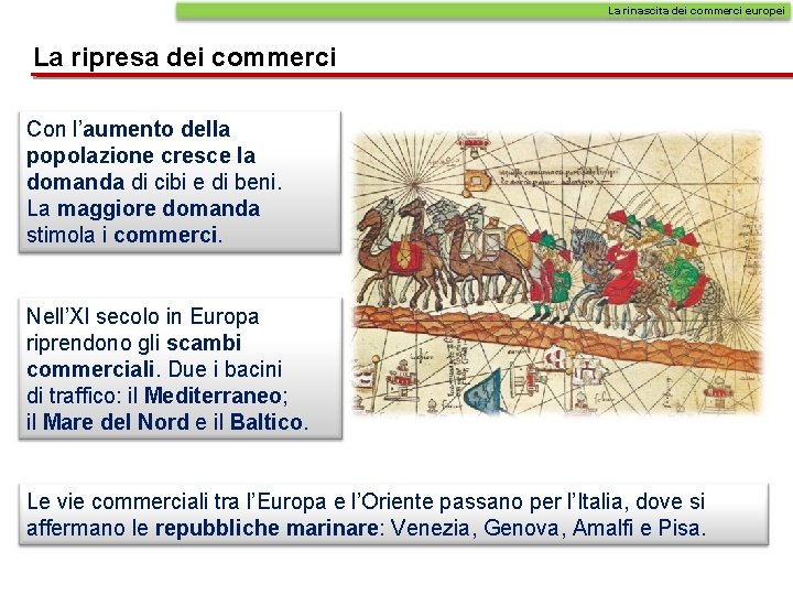 La rinascita dei commerci europei La ripresa dei commerci Con l’aumento della popolazione cresce La rinascita dei commerci europei La ripresa dei commerci Con l’aumento della popolazione cresce