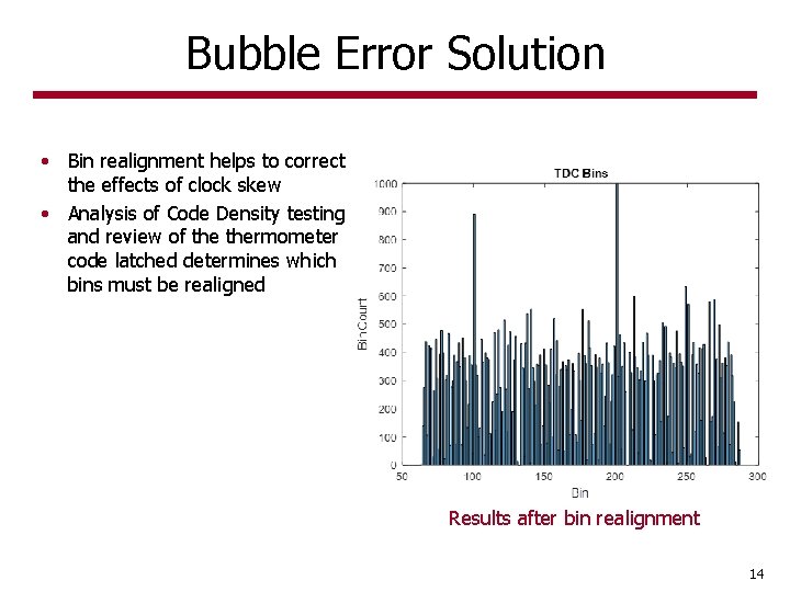 Bubble Error Solution • Bin realignment helps to correct the effects of clock skew Bubble Error Solution • Bin realignment helps to correct the effects of clock skew