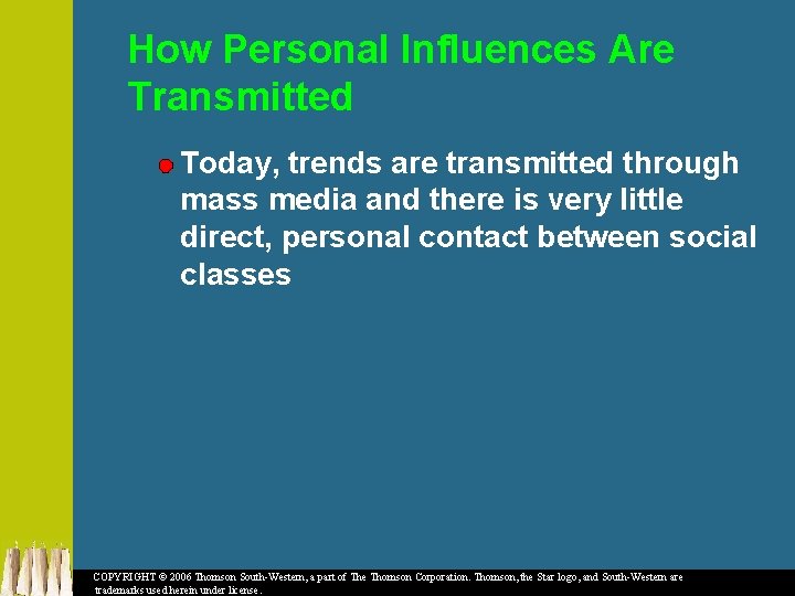 How Personal Influences Are Transmitted Today, trends are transmitted through mass media and there