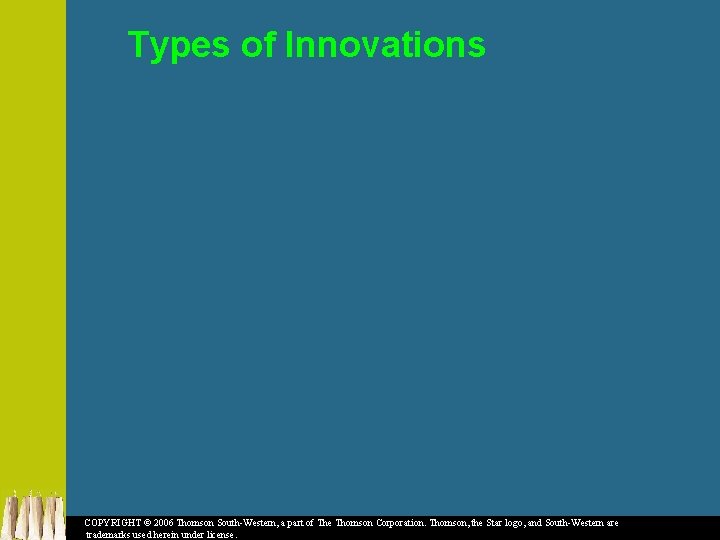 Types of Innovations COPYRIGHT © 2006 Thomson South-Western, a part of The Thomson Corporation.