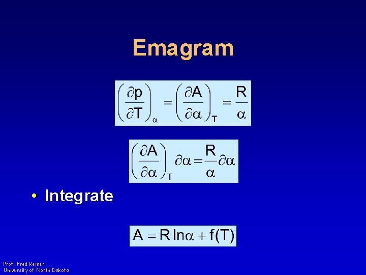 Emagram • Integrate Prof. Fred Remer University of North Dakota 