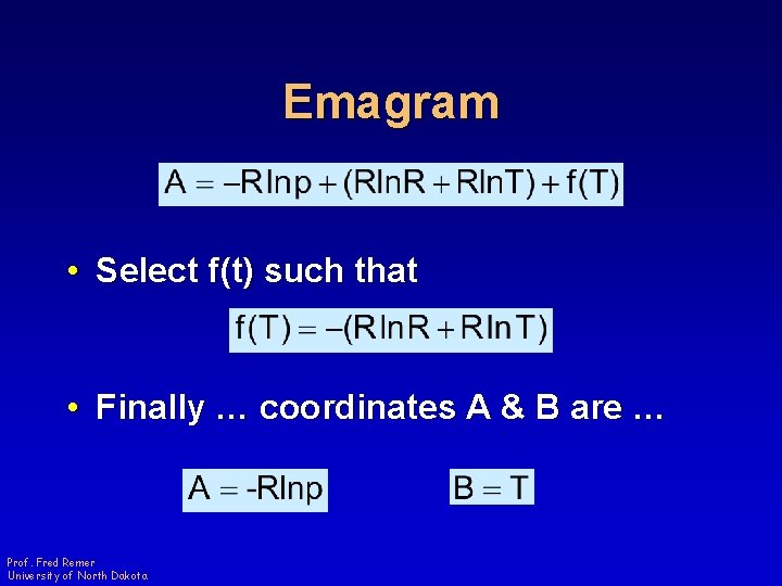Emagram • Select f(t) such that • Finally … coordinates A & B are