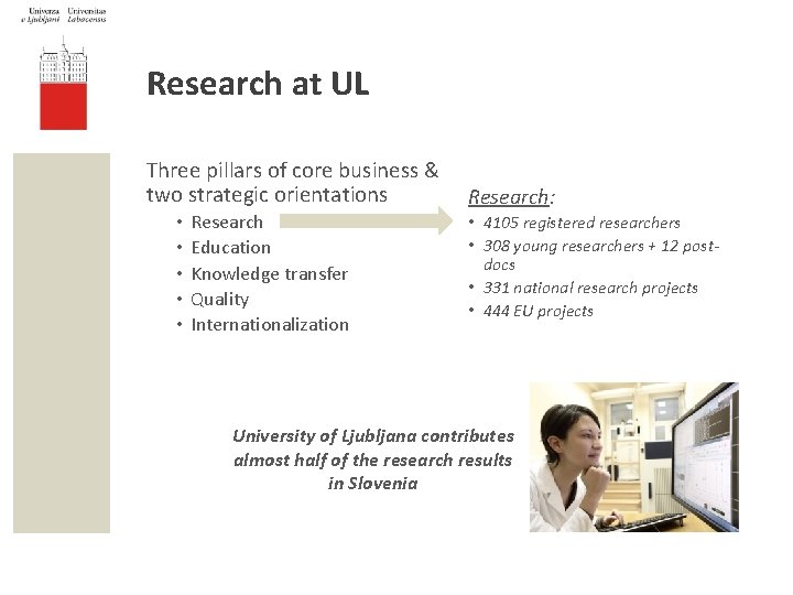 Research at UL Three pillars of core business & two strategic orientations Research: •