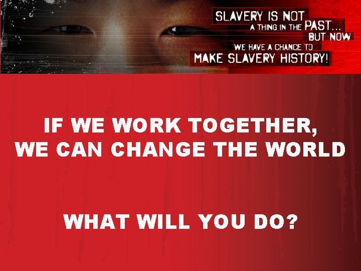 IF WE WORK TOGETHER, WE CAN CHANGE THE WORLD WHAT WILL YOU DO? 