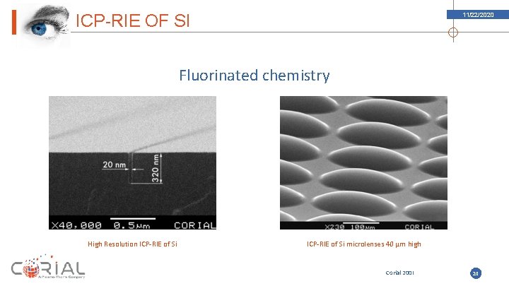 ICP-RIE OF SI 11/22/2020 Fluorinated chemistry High Resolution ICP-RIE of Si microlenses 40 µm