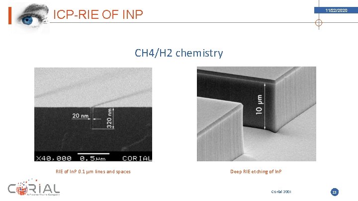 ICP-RIE OF INP 11/22/2020 CH 4/H 2 chemistry RIE of In. P 0. 1