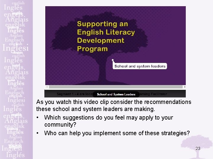 As you watch this video clip consider the recommendations these school and system leaders