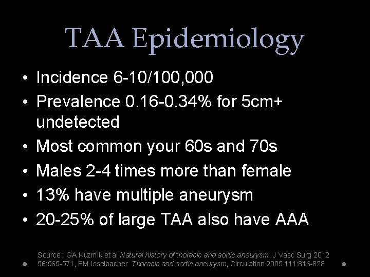 TAA Epidemiology • Incidence 6 -10/100, 000 • Prevalence 0. 16 -0. 34% for