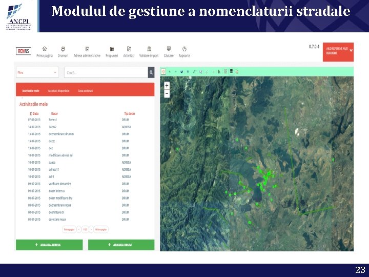 Modulul de gestiune a nomenclaturii stradale 23 