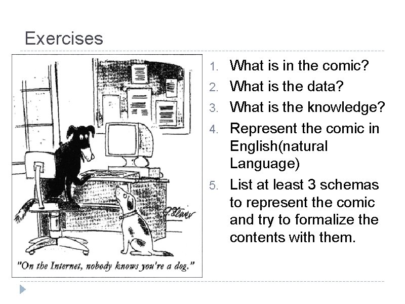 Exercises 1. 2. 3. 4. 5. What is in the comic? What is the