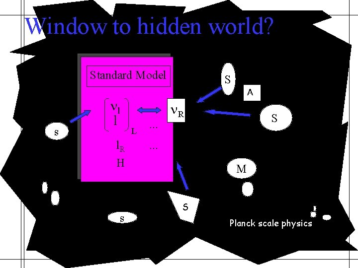 Window to hidden world? Standard Model s nl l l. R H s A