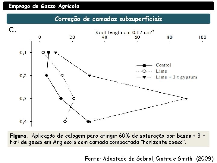 Emprego do Gesso Agrícola Correção de camadas subsuperficiais Figura. Aplicação de calagem para atingir