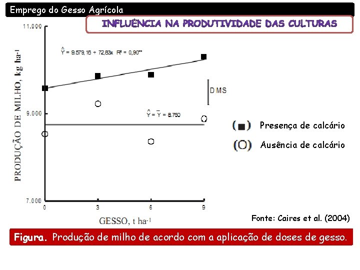 Emprego do Gesso Agrícola Presença de calcário Ausência de calcário Fonte: Caires et al.