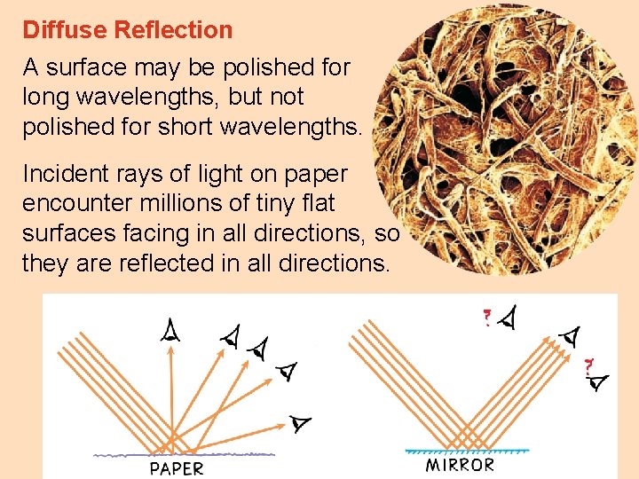 Diffuse Reflection A surface may be polished for long wavelengths, but not polished for