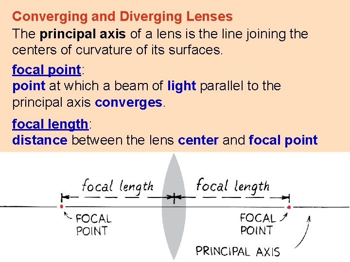 Converging and Diverging Lenses The principal axis of a lens is the line joining