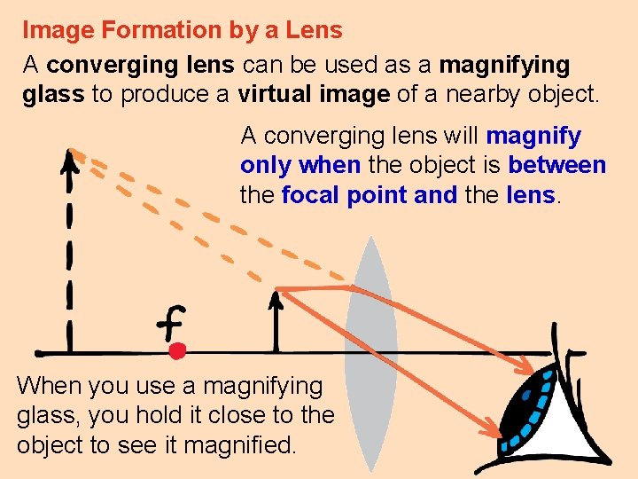 Image Formation by a Lens A converging lens can be used as a magnifying