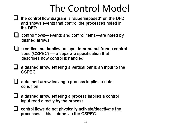 The Control Model the control flow diagram is "superimposed" on the DFD and shows The Control Model the control flow diagram is "superimposed" on the DFD and shows