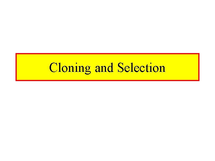 Cloning and Selection 