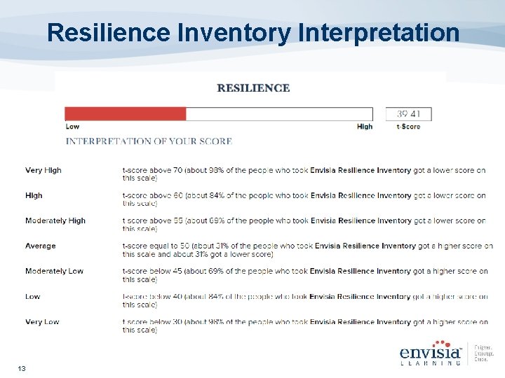 Resilience Inventory Interpretation 13 