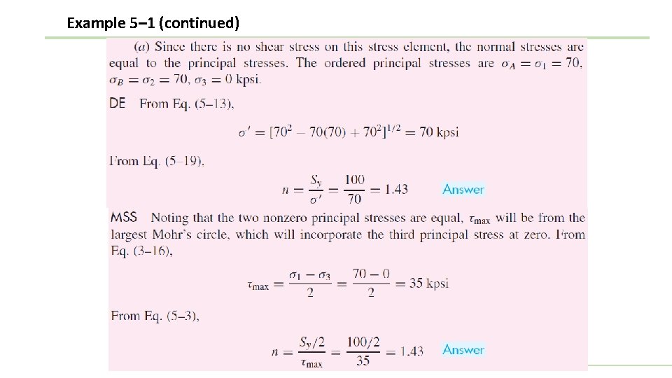 Example 5– 1 (continued) 