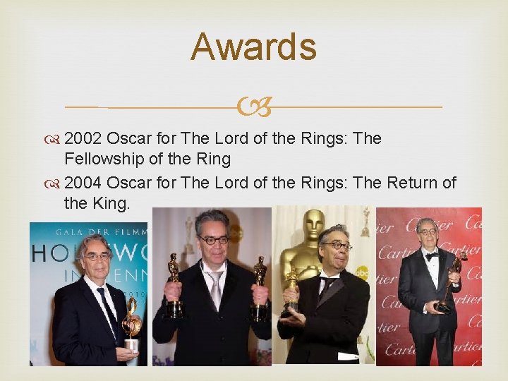 Awards 2002 Oscar for The Lord of the Rings: The Fellowship of the Ring
