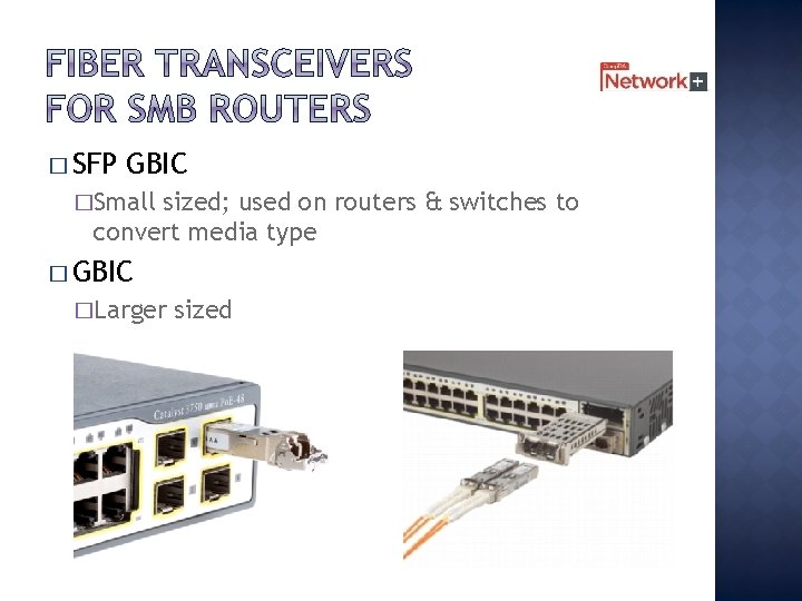 � SFP GBIC �Small sized; used on routers & switches to convert media type