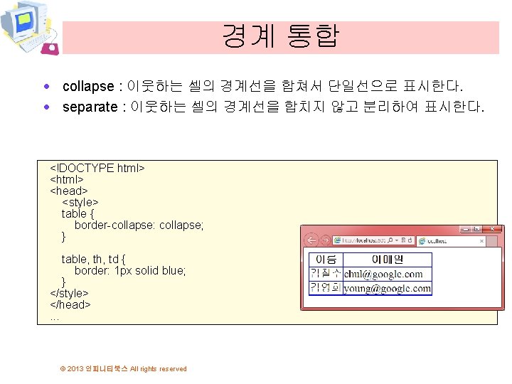 경계 통합 · collapse : 이웃하는 셀의 경계선을 합쳐서 단일선으로 표시한다. · separate :