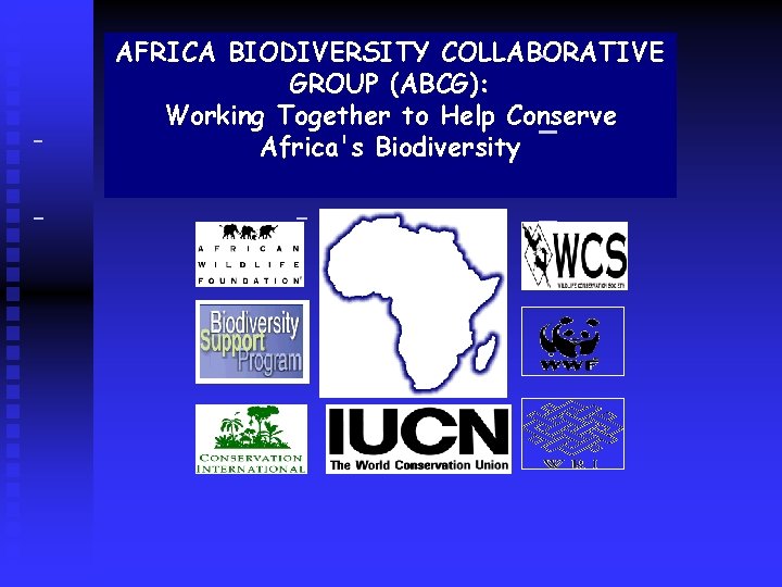  AFRICA BIODIVERSITY COLLABORATIVE GROUP (ABCG): Working Together to Help Conserve Africa's Biodiversity 