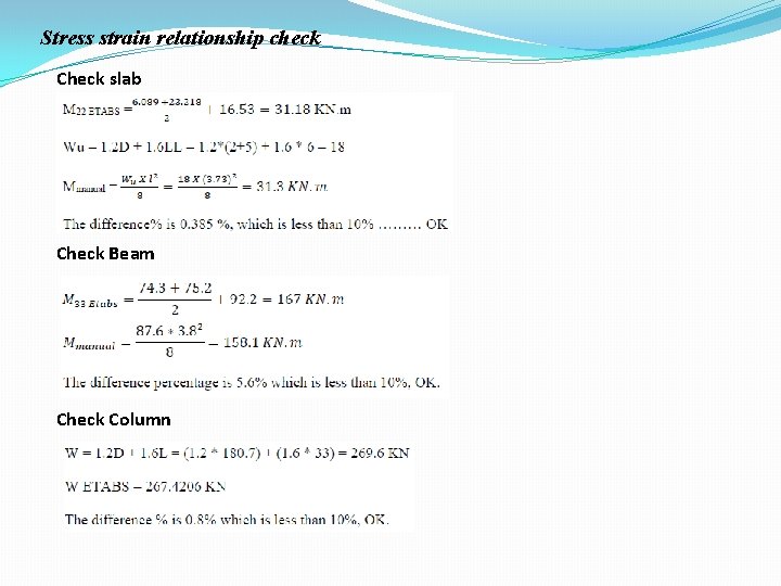 Stress strain relationship check Check slab Check Beam Check Column 68 