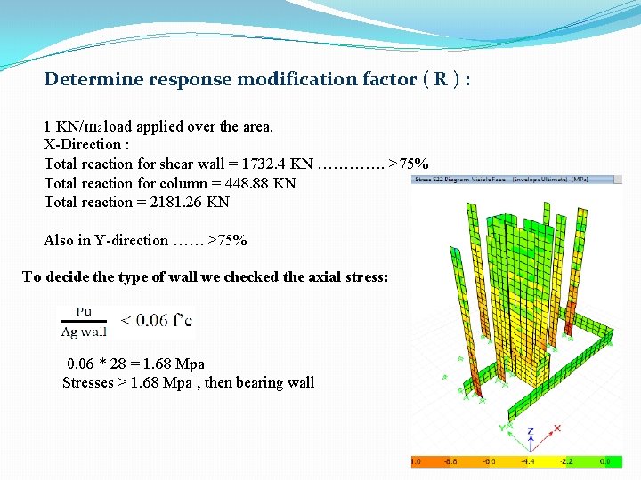 Determine response modification factor ( R ) : 1 KN/m 2 load applied over