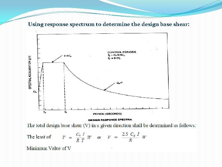 Using response spectrum to determine the design base shear: 