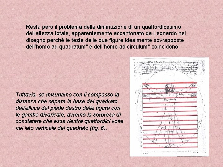 Resta però il problema della diminuzione di un quattordicesimo dell'altezza totale, apparentemente accantonato da