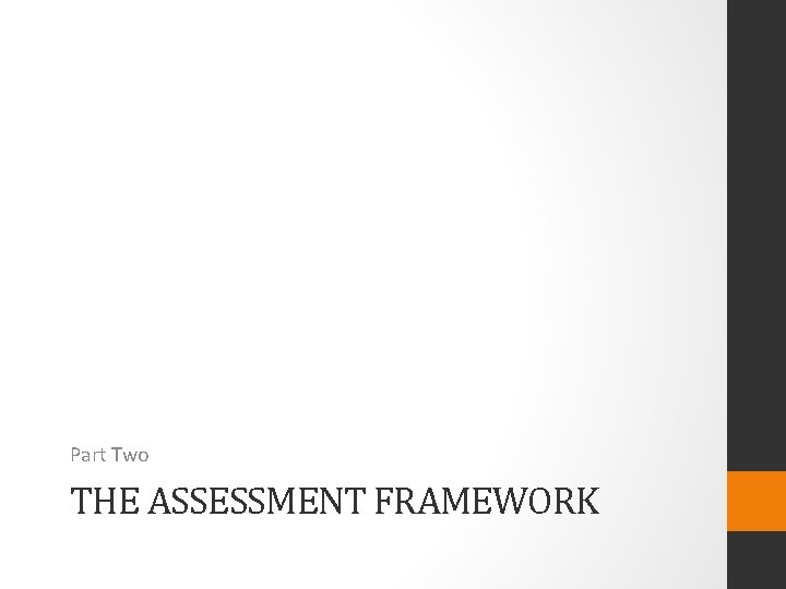 Part Two THE ASSESSMENT FRAMEWORK 