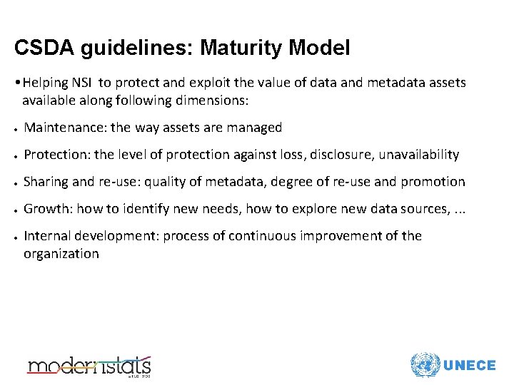 CSDA guidelines: Maturity Model • Helping NSI to protect and exploit the value of