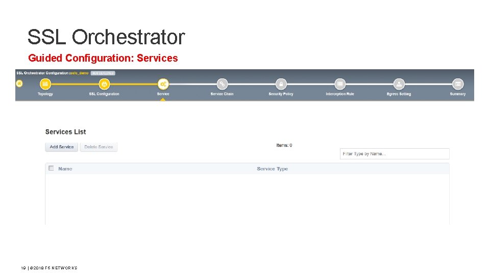 SSL Orchestrator Guided Configuration: Services 19 | © 2018 F 5 NETWORKS 