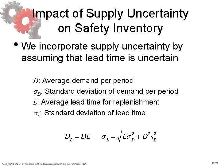 Impact of Supply Uncertainty on Safety Inventory • We incorporate supply uncertainty by assuming