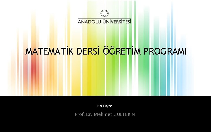 MATEMATİK DERSİ ÖĞRETİM PROGRAMI Hazırlayan Prof. Dr. Mehmet GÜLTEKİN 