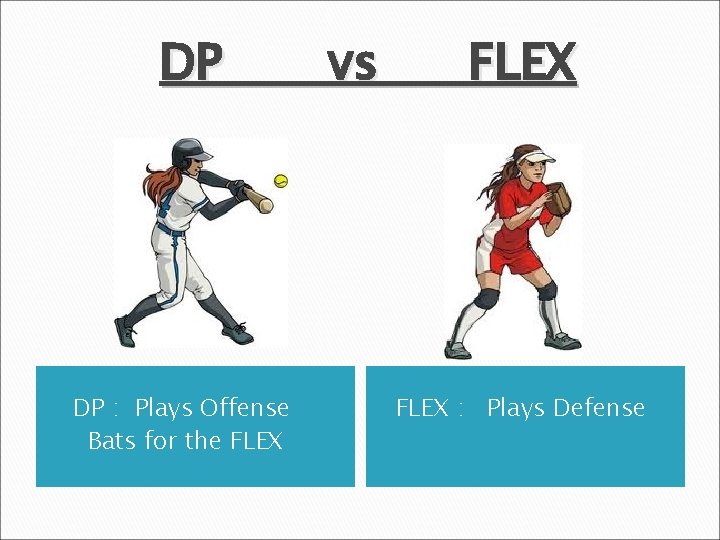 DP DP : Plays Offense Bats for the FLEX vs FLEX : Plays Defense