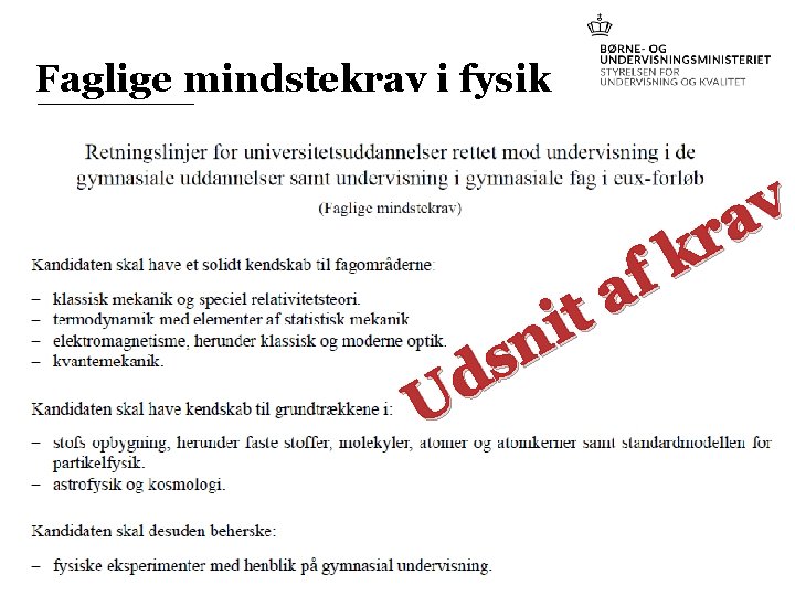 Faglige mindstekrav i fysik f a t i n s d U Gå-hjem møde: Faglige mindstekrav i fysik f a t i n s d U Gå-hjem møde: