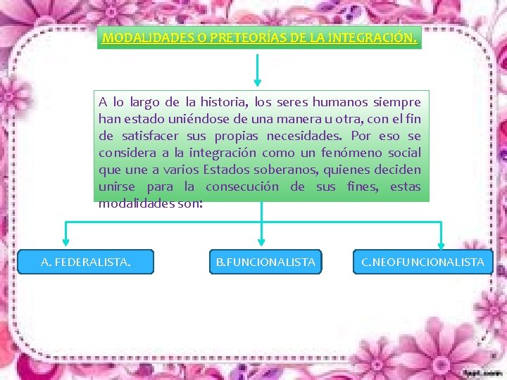 MODALIDADES O PRETEORÍAS DE LA INTEGRACIÓN. A lo largo de la historia, los seres