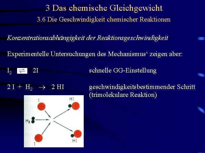 3 Das chemische Gleichgewicht 3. 6 Die Geschwindigkeit chemischer Reaktionen Konzentrationsabhängigkeit der Reaktionsgeschwindigkeit Experimentelle