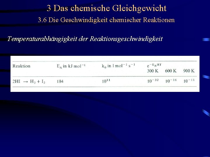 3 Das chemische Gleichgewicht 3. 6 Die Geschwindigkeit chemischer Reaktionen Temperaturabhängigkeit der Reaktionsgeschwindigkeit 