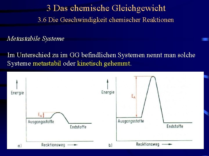 3 Das chemische Gleichgewicht 3. 6 Die Geschwindigkeit chemischer Reaktionen Metastabile Systeme Im Unterschied