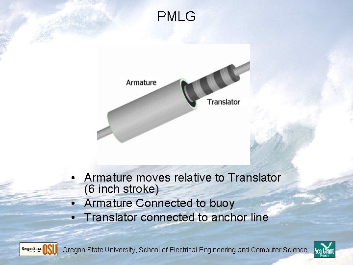 PMLG • Armature moves relative to Translator (6 inch stroke) • Armature Connected to PMLG • Armature moves relative to Translator (6 inch stroke) • Armature Connected to