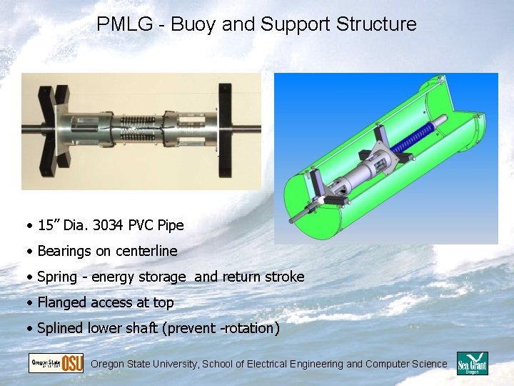 PMLG - Buoy and Support Structure • 15” Dia. 3034 PVC Pipe • Bearings PMLG - Buoy and Support Structure • 15” Dia. 3034 PVC Pipe • Bearings