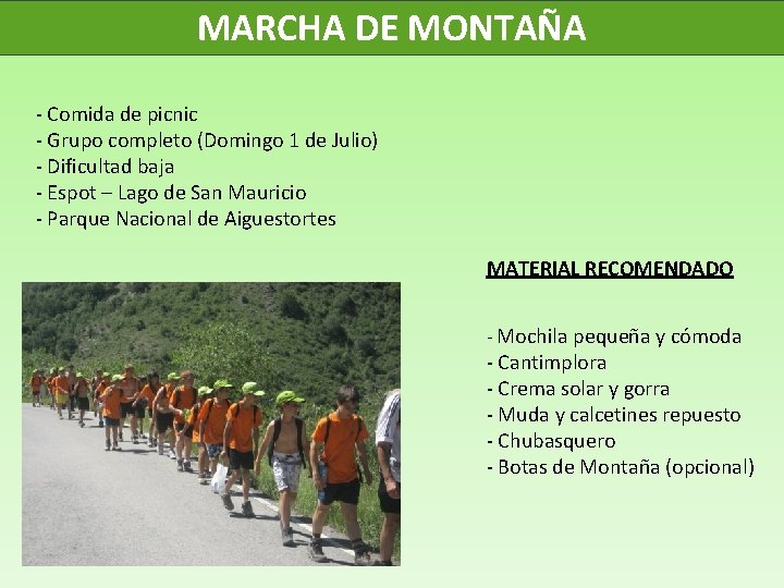 MARCHA DE MONTAÑA - Comida de picnic - Grupo completo (Domingo 1 de Julio)