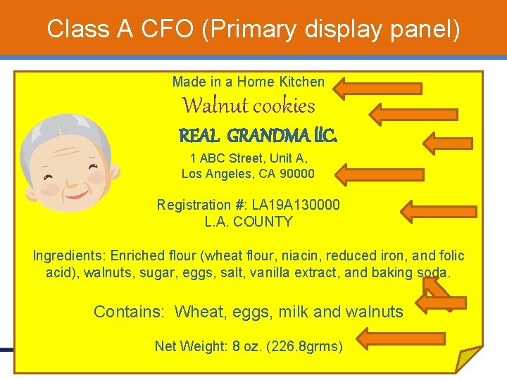 Class A CFO (Primary display panel) Made in a Home Kitchen Walnut cookies REAL