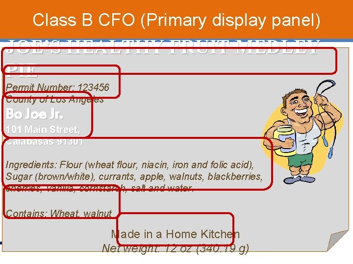 Class B CFO (Primary display panel) JOE’S HEALTHY FRUIT MEDLEY PIE Permit Number: 123456