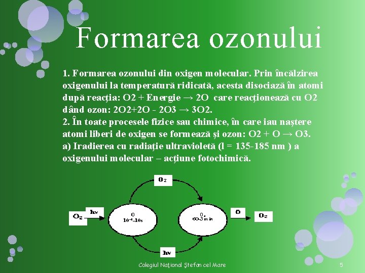 Formarea ozonului 1. Formarea ozonului din oxigen molecular. Prin încălzirea oxigenului la temperatură ridicată, Formarea ozonului 1. Formarea ozonului din oxigen molecular. Prin încălzirea oxigenului la temperatură ridicată,